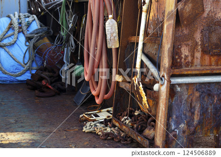 Port scenery: Inside the moored crane barge Port scenery: Inside the moored crane barge 124506889