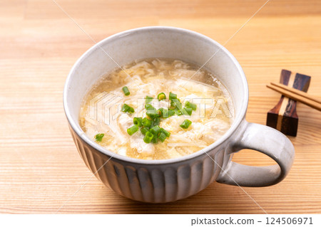 Chicken and mushroom egg soup Chicken and mushroom egg soup 124506971