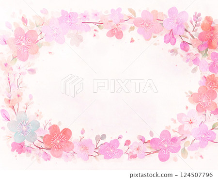 Watercolor cherry blossom frame 124507796
