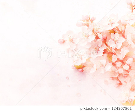 Watercolor cherry blossom frame 124507801