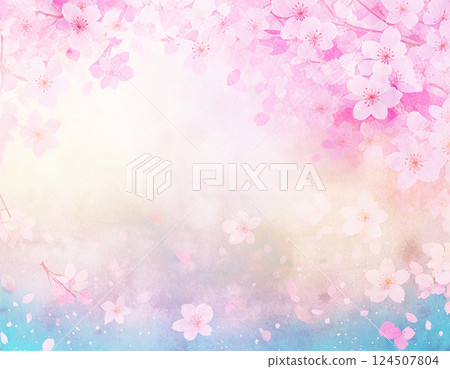 Background behind the cherry blossom petals dancing 124507804