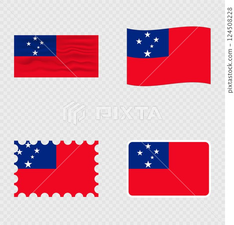 Samoa national flag in four different styles. Samoa national flag in four different styles. 124508228