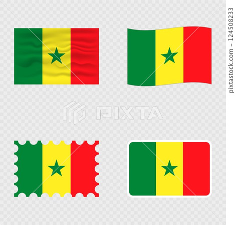 Senegal national flag in four different styles. 124508233