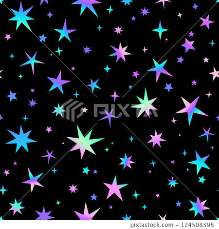 Seamless pattern of shiny bright stars on a black background 124508398
