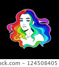 beautiful girl with rainbow hair 124508405