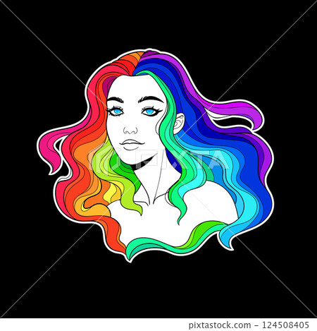 beautiful girl with rainbow hair beautiful girl with rainbow hair 124508405