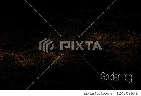 Gorgeous background, isolated golden tinsel on black background 124508671