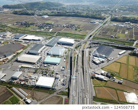 鳥瞰位於鳥取縣米子市的山陰自動車道米子岔口 124508735
