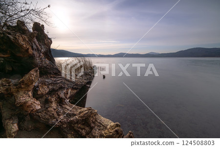 Laacher lake, Eifel, Rhineland-Palatinate, Germany 124508803