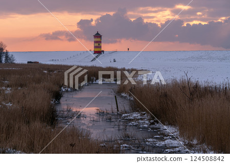 Pilsum lighthouse, East Frisia, Germany 124508842