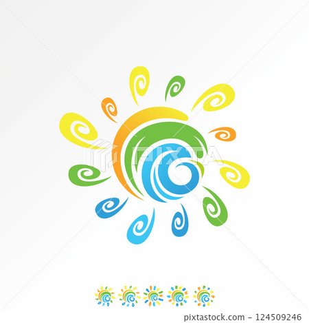 Logo design graphic concept creative premium vector stock image top sell sun circle calligraphy abstract pattern scratche brush pencil crayon children 124509246