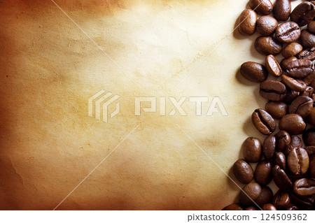 Coffee beans on paper background Coffee beans on paper background 124509362