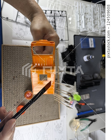 Making a plastic model of a mobile sales vehicle 124509608