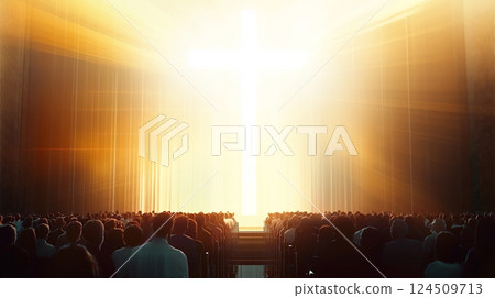 Crosses and religious people 124509713