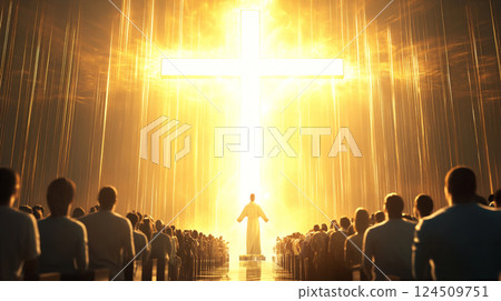 Crosses and religious people 124509751