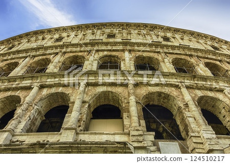View over the Flavian Amphitheatre, aka Colosseum in Rome, Italy 124510217