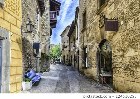 Scenic alley inside Poble Espanyol, Barcelona, Catalonia, Spain 124510255
