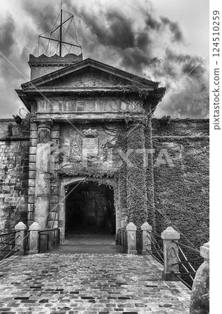 Main entrance to the Castle of Montjuic, Barcelona, Catalonia, Spain 124510259