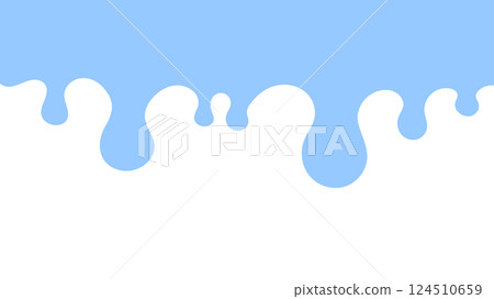 Abstract dripping blue paint pattern on a white background, suitable for creative projects, modern designs, or minimalistic art 124510659