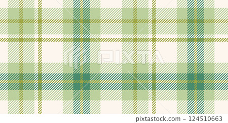 Seamless Green Tartan Plaid Pattern with Light Cream and Olive Accents in a Classic Geometric Design. 124510663