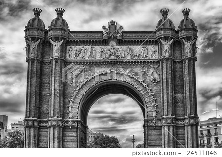 Arc de Triomf, iconic triumphal arc in Barcelona, Catalonia, Spain 124511046