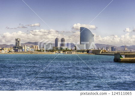 View of the waterfront from the port, Barcelona, Catalonia, Spain View of the waterfront from the port, Barcelona, Catalonia, Spain 124511065