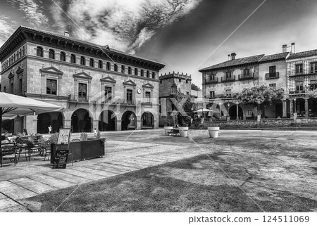 Plaza Mayor, main square in Poble Espanyol, Barcelona, Catalonia, Spain Plaza Mayor, main square in Poble Espanyol, Barcelona, Catalonia, Spain 124511069