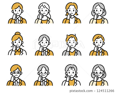 一位穿著西裝的商人用手摀著臉頰，憂心忡忡 124511266