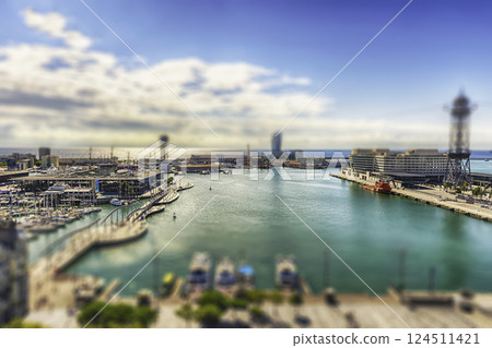 Aerial view of Port Vell, Barcelona, Catalonia, Spain Aerial view of Port Vell, Barcelona, Catalonia, Spain 124511421