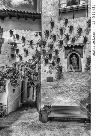 Scenic alley inside Poble Espanyol, Barcelona, Catalonia, Spain 124511433