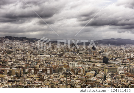 Aerial cityscape view of Barcelona, Catalonia, Spain 124511435