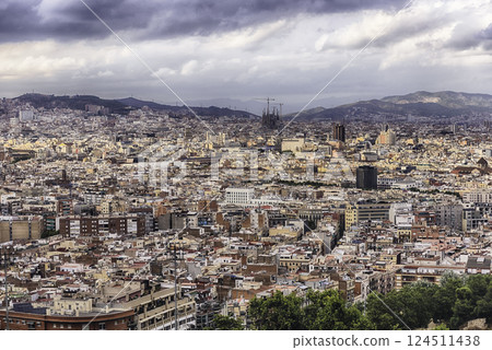 Aerial cityscape view of Barcelona, Catalonia, Spain Aerial cityscape view of Barcelona, Catalonia, Spain 124511438