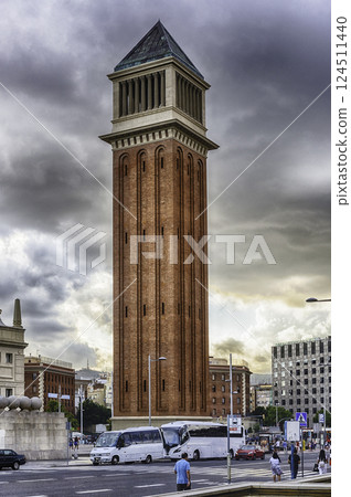 One of the Venetian Towers, landmarks in Barcelona, Catalonia, Spain One of the Venetian Towers, landmarks in Barcelona, Catalonia, Spain 124511440