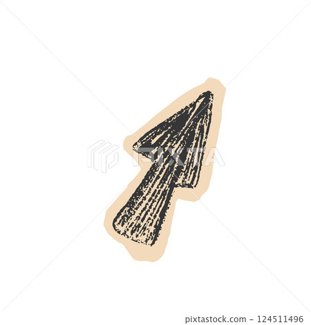 Arrow sticker doodle style. Pointer for collage isolated on white background. Vector crayon drawn illustration. Arrow sticker doodle style. Pointer for collage isolated on white background. Vector crayon drawn illustration. 124511496