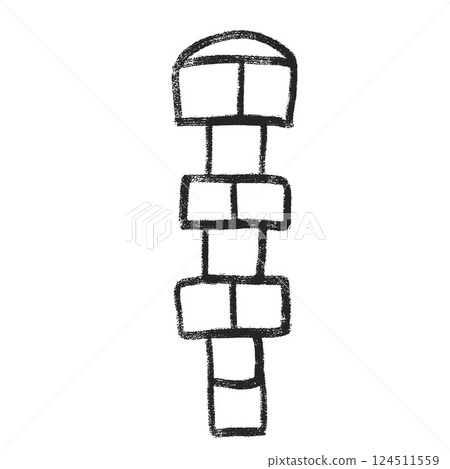 Hopscotch game isolated on white background. Children playground outdoor entertainment. Vector pencil drawn illustration 124511559