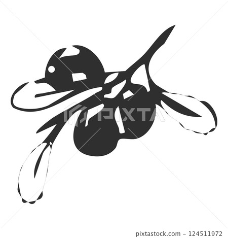 Olive branch retro sketch, chalk textured hand drawn. Plant with leaves and olives. Minimal pencil doodle. 124511972
