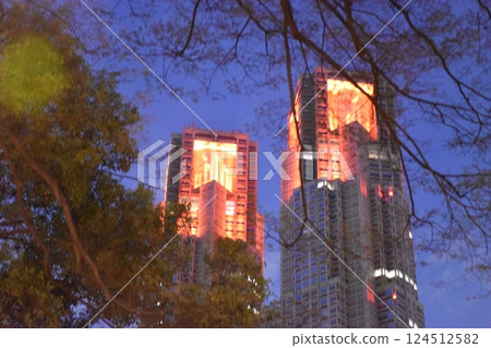 燈光璀璨的東京都政府大樓 124512582