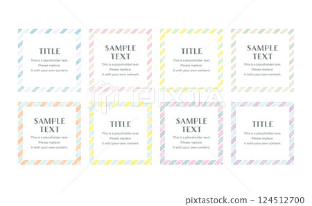 Vector watercolor square frame regimental stripe set 124512700