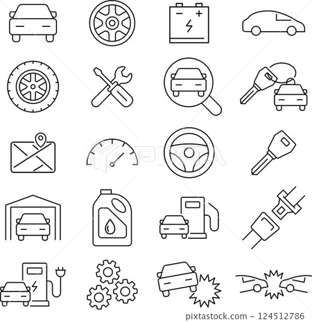 Car related line icon set 124512786