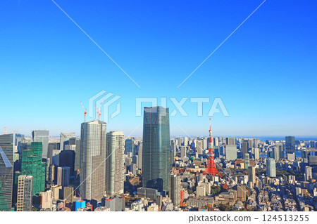 東京都港區麻布台山森 JP 塔和東京鐵塔的風景 124513255