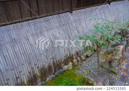 Kyoto City: Dog-shaped fence and nandina on a private home Kyoto City: Dog-shaped fence and nandina on a private home 124513385