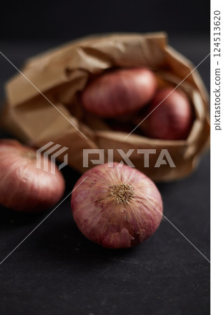 Close up of red shallot onion Close up of red shallot onion 124513620