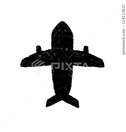 飛機,蠟筆觸感,單色 飛機,蠟筆觸感,單色 124513637