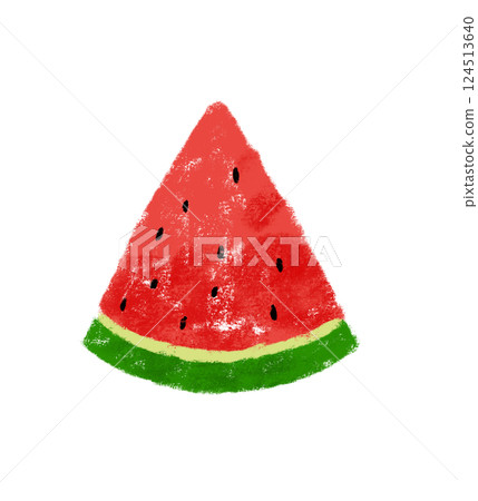 Cut watermelon, crayon touch 124513640