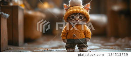 穿著衣服的可愛貓咪 穿著衣服的可愛貓咪 124513759