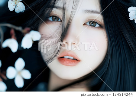 黑髮美女“AI 生成圖像” 124514244