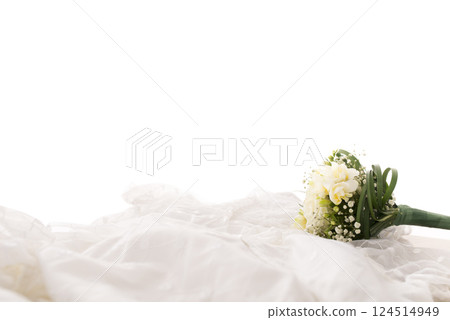Bouquet of White Flowers on White Background Bouquet of White Flowers on White Background 124514949