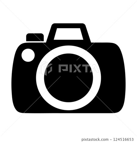 Simple and flat black and white camera icon on white background 124516653