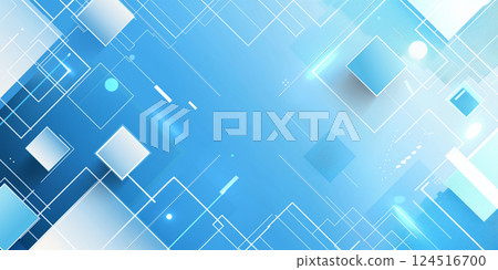 Transparent Hexagons and Cubes in Soft Blue Gradient 124516700