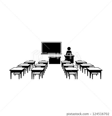 課桌和課桌上的課桌 124516702